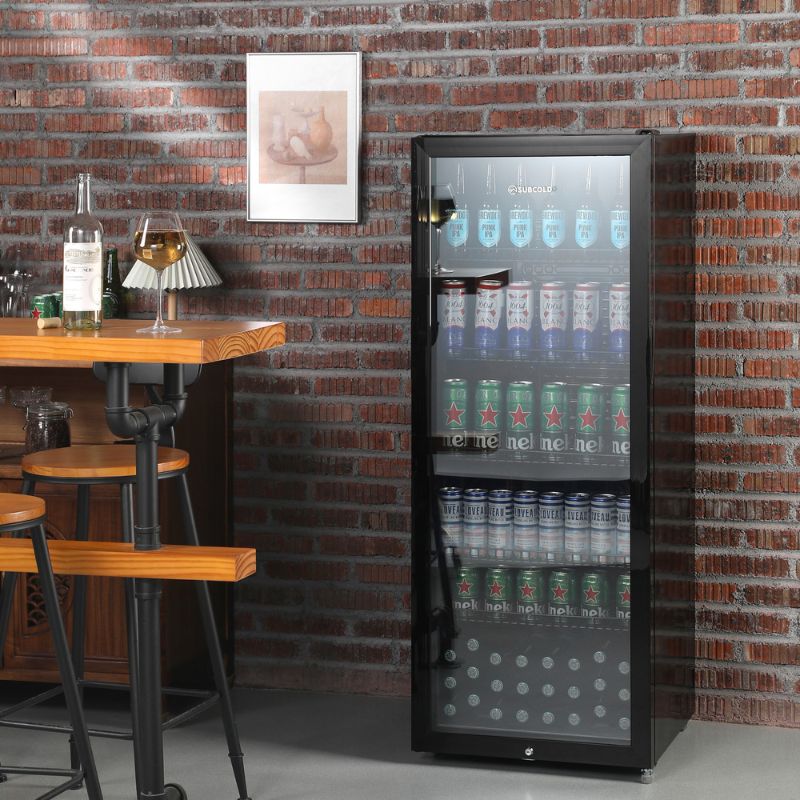 Beverage & Wine Cooler Maxi 250 Tall LED Drinks Fridge - Black