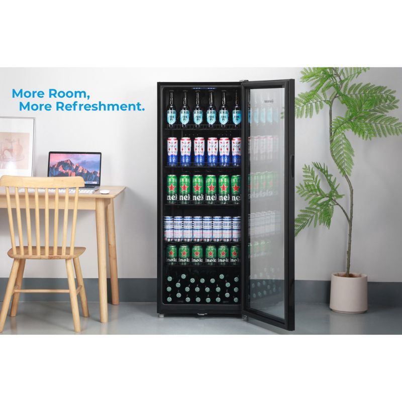 Beverage & Wine Cooler Maxi 250 Tall LED Drinks Fridge - Black