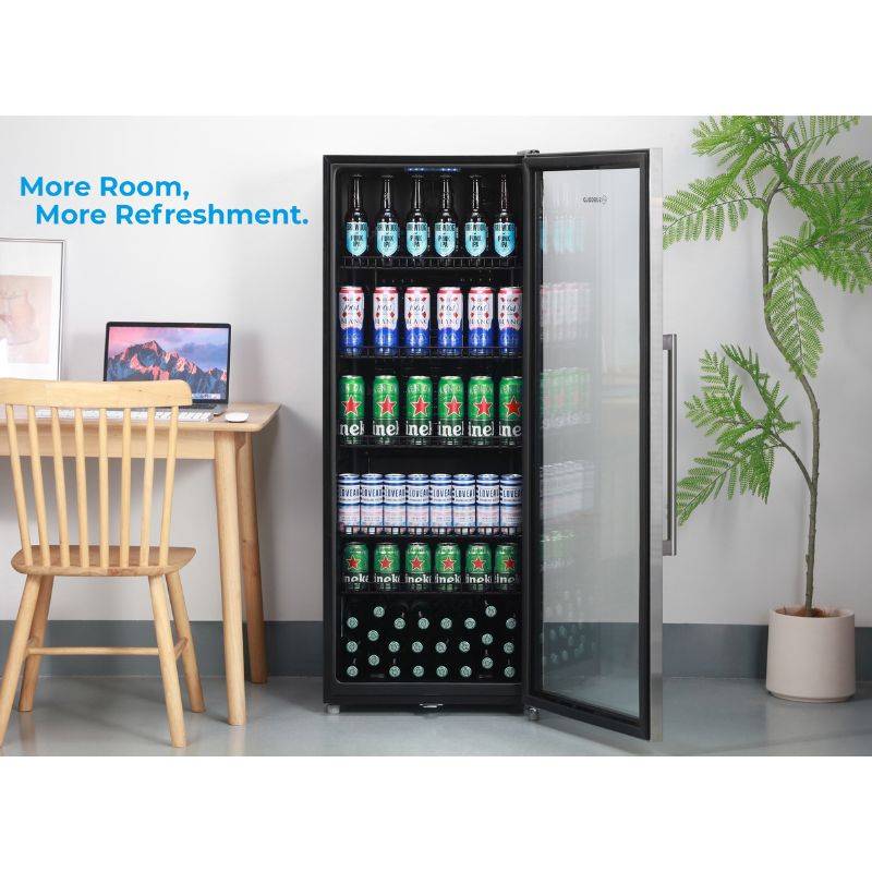 Beverage & Wine Cooler Maxi 250 Tall LED Drinks Fridge - Stainless Steel