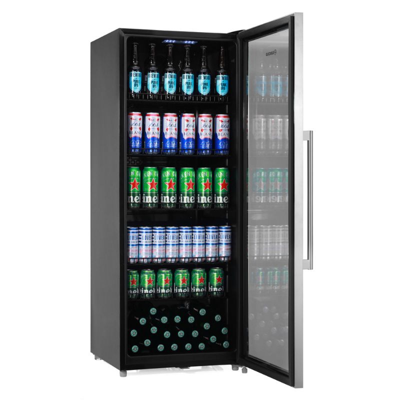 Beverage & Wine Cooler Maxi 250 Tall LED Drinks Fridge - Stainless Steel