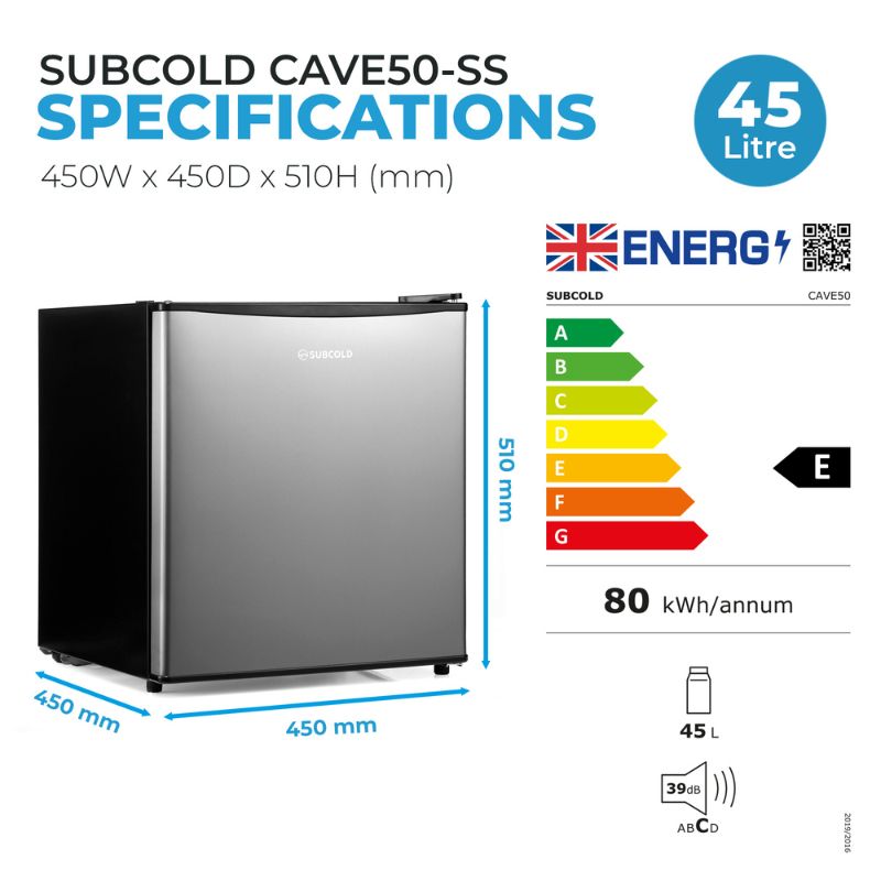 Beverage & Wine Cooler Subcold Cave 50 Stainless Steel Beer Fridge