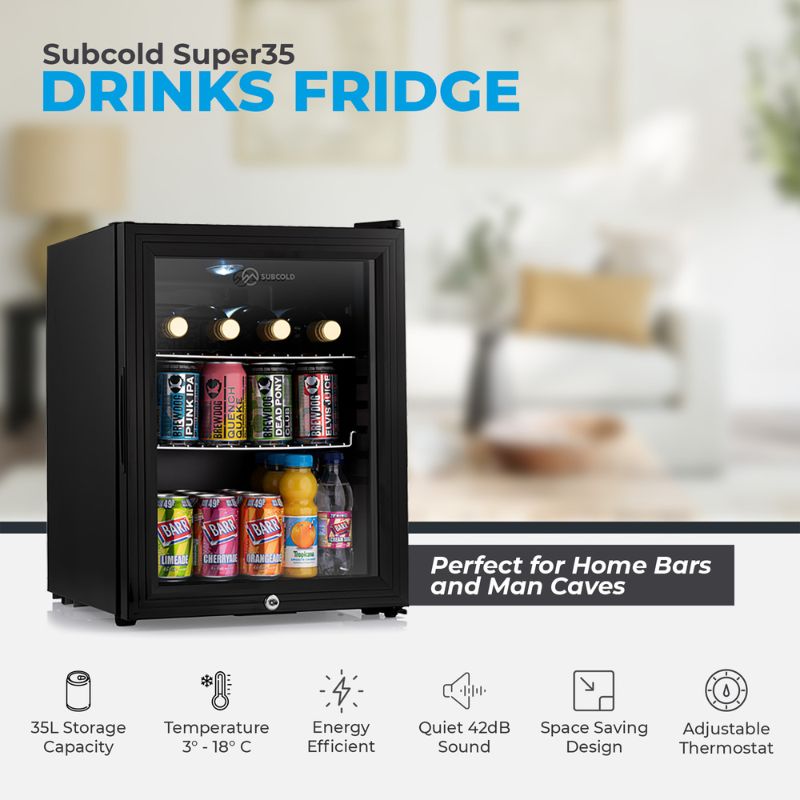 Beverage & Wine Cooler Subcold Super 35 Black Countertop Beer Fridge