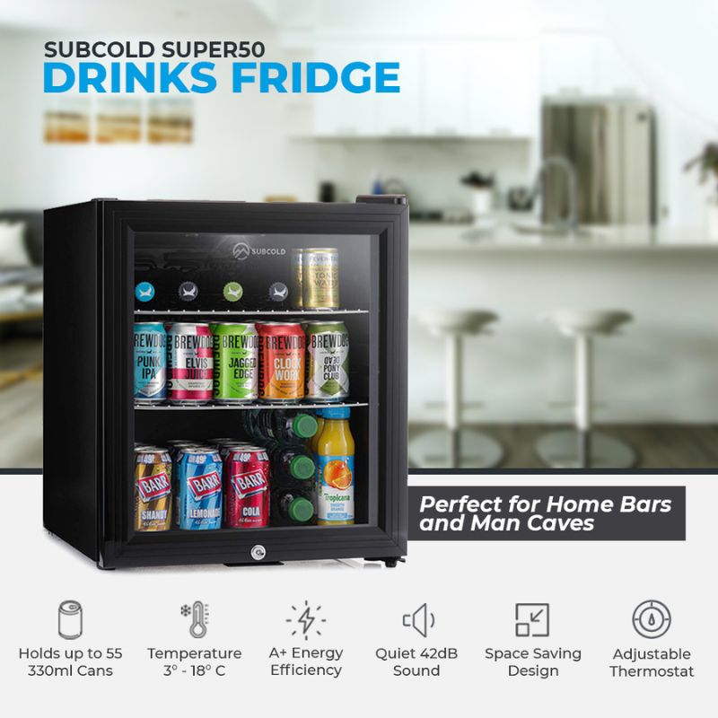 Beverage & Wine Cooler Subcold Super 50 Black Countertop Beer Fridge