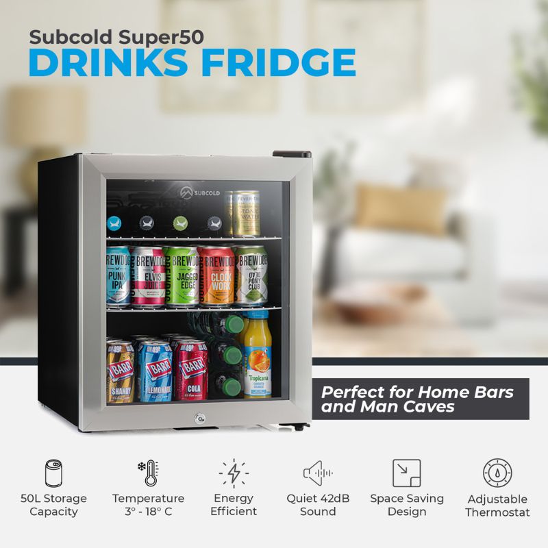 Beverage & Wine Cooler Subcold Super 50 Stainless Steel Countertop Beer Fridge