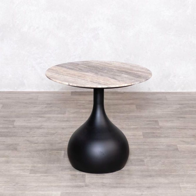 Bicester Side Table with Grey Travertine Top