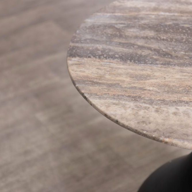 Bicester Side Table with Grey Travertine Top