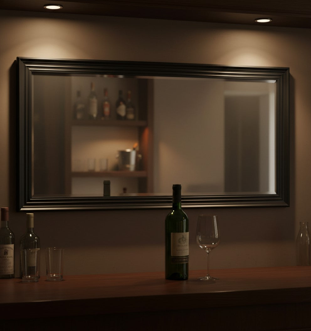 Blackpool Mirror Extra Large Matt Black Step-Framed Blackpool Mirror