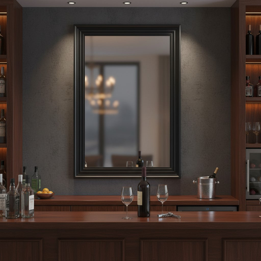 Blackpool Mirror Large Matt Black Step-Framed Blackpool Mirror