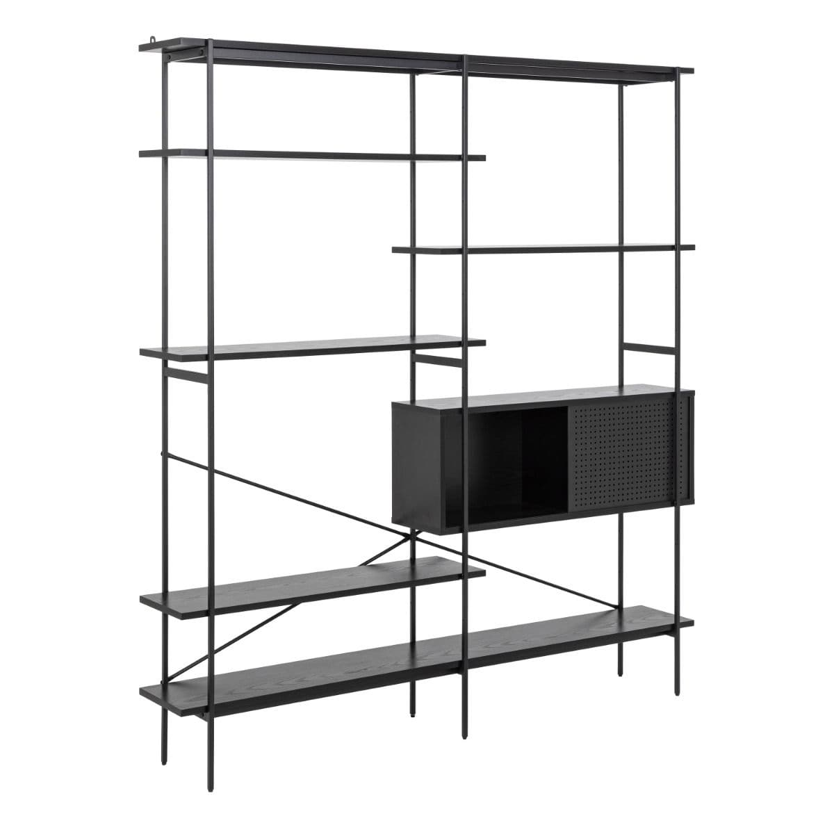 Bookcase Angus Bookcase with 1 Sliding Door & 5 Shelves in Black