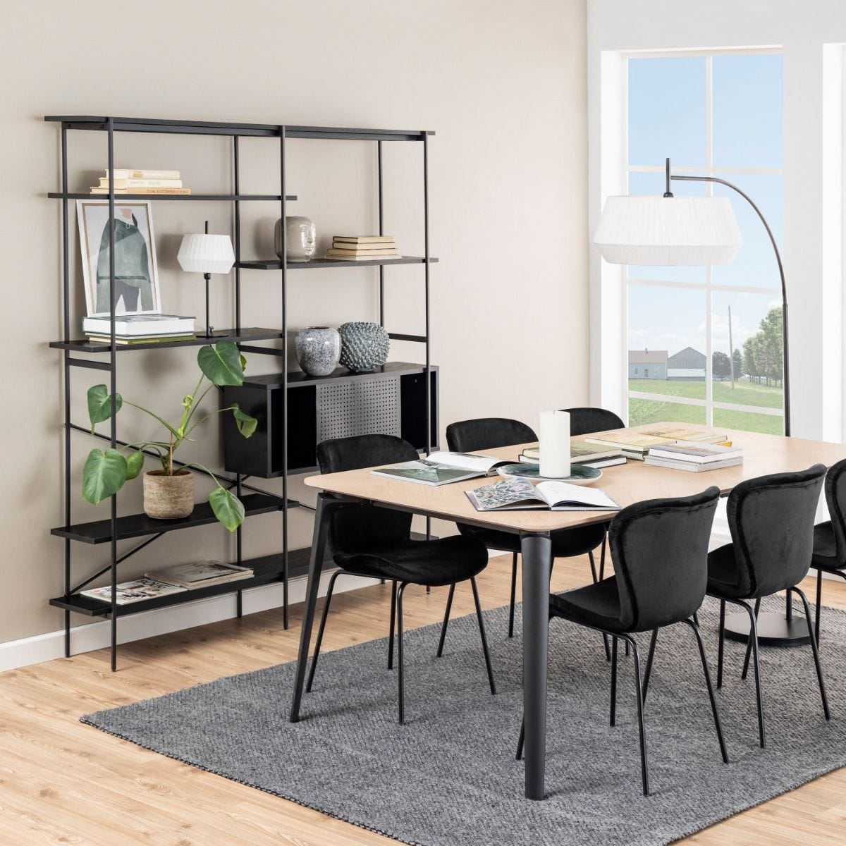 Bookcase Angus Bookcase with 1 Sliding Door & 5 Shelves in Black