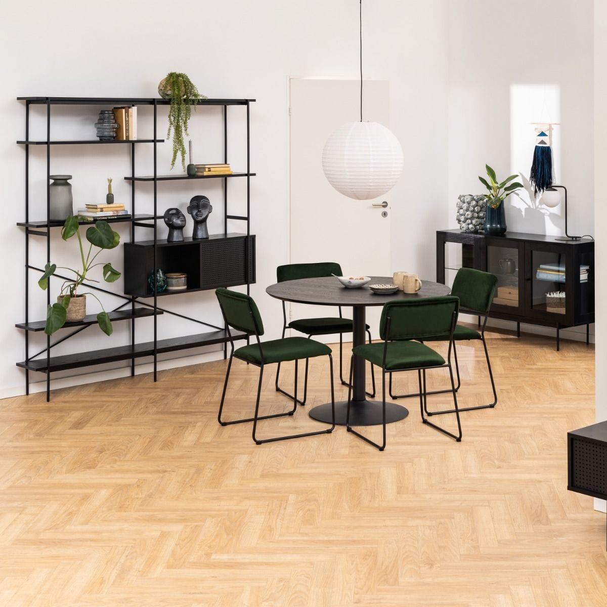 Bookcase Angus Bookcase with 1 Sliding Door & 5 Shelves in Black