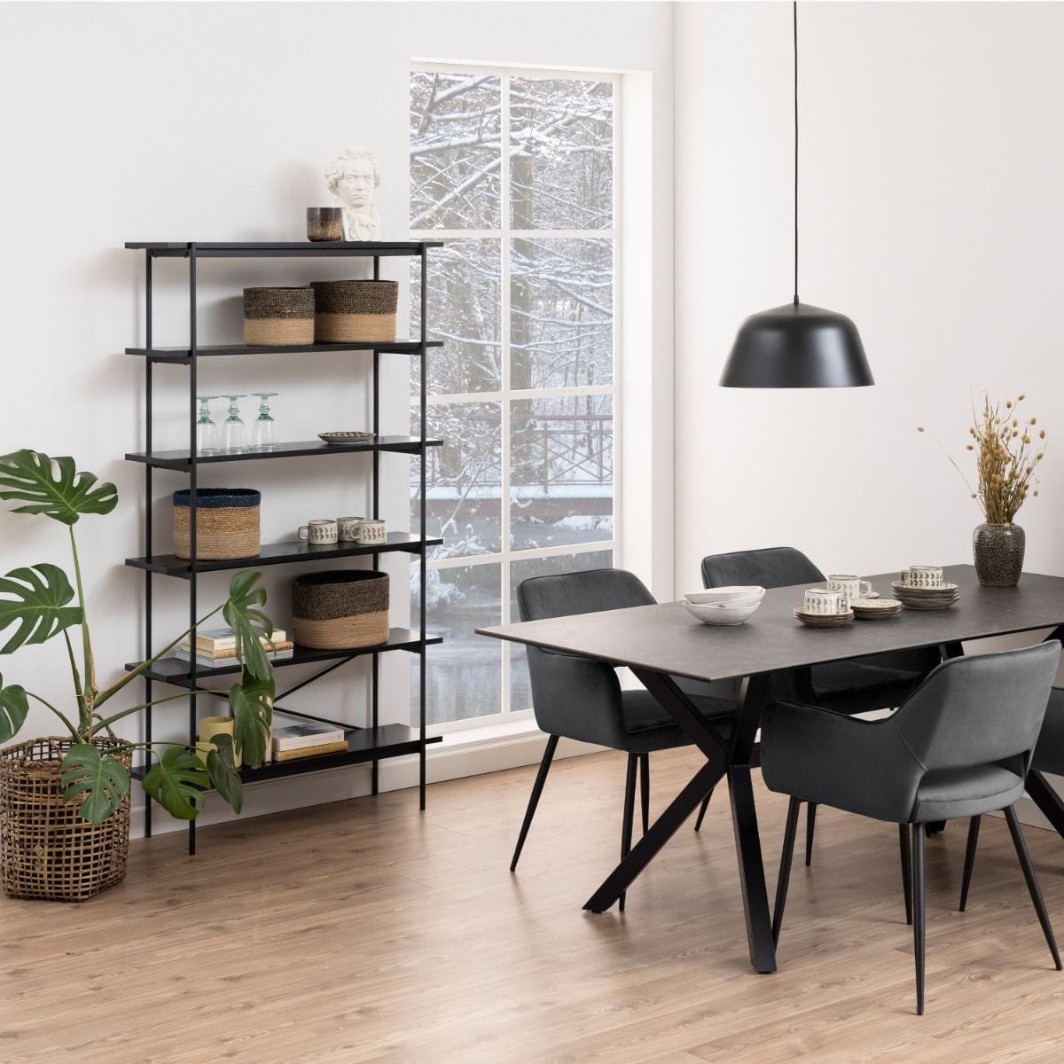 Bookcase Angus Bookcase with 5 Shelves in Black