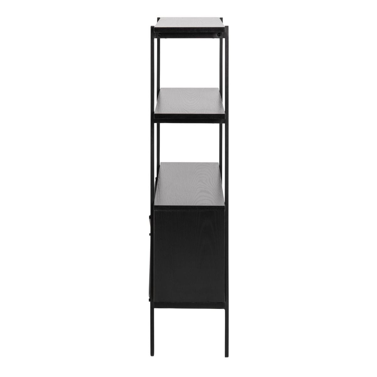 Bookcase Angus Small Bookcase with 2 Sliding Doors in Black