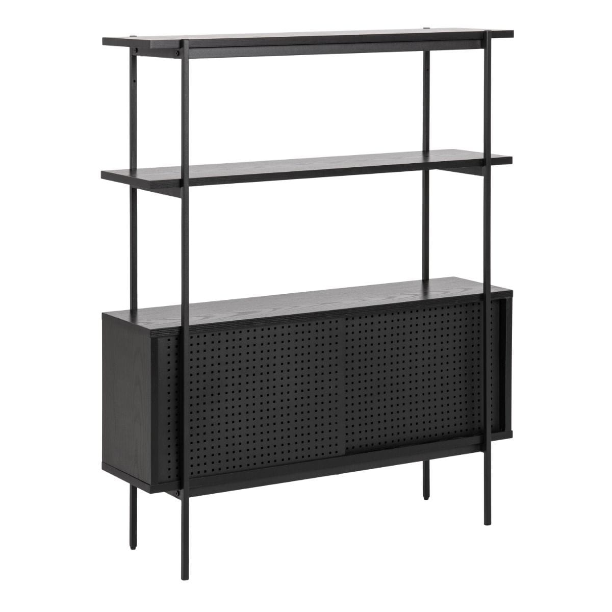 Bookcase Angus Small Bookcase with 2 Sliding Doors in Black