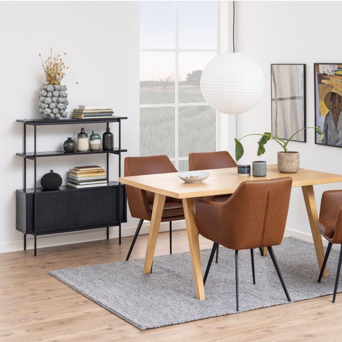 Bookcase Angus Small Bookcase with 2 Sliding Doors in Black