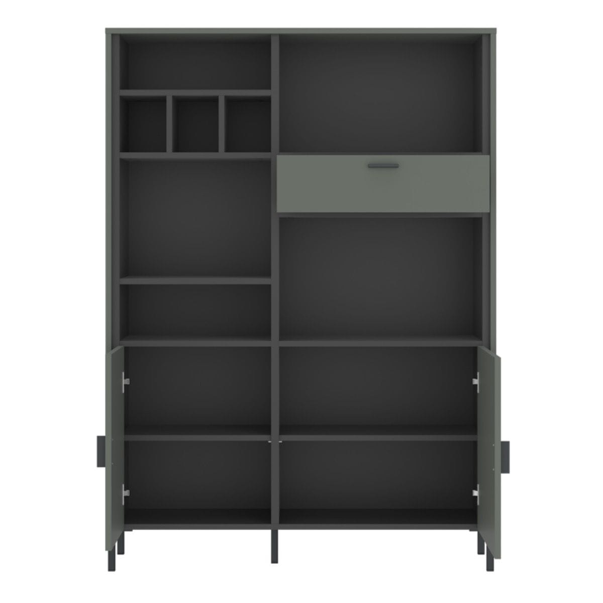 Bookcase Arundel Bookcase 2 Door 1 Drawer in Green/Grey