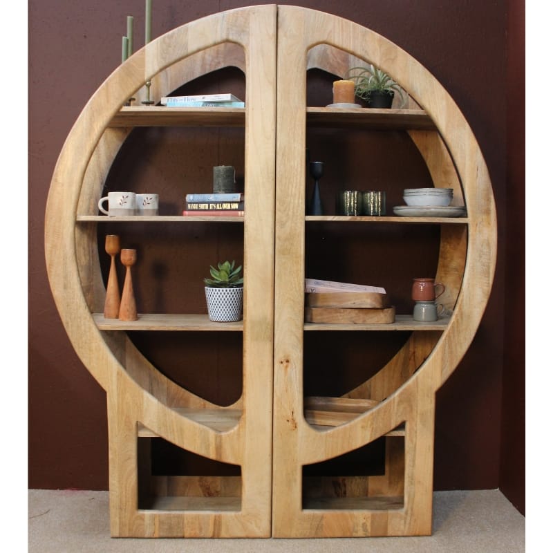 Bookcase Indali D-Shape Mango Wood Bookshelf