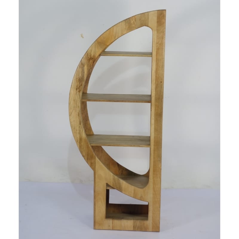 Bookcase Indali D-Shape Mango Wood Bookshelf