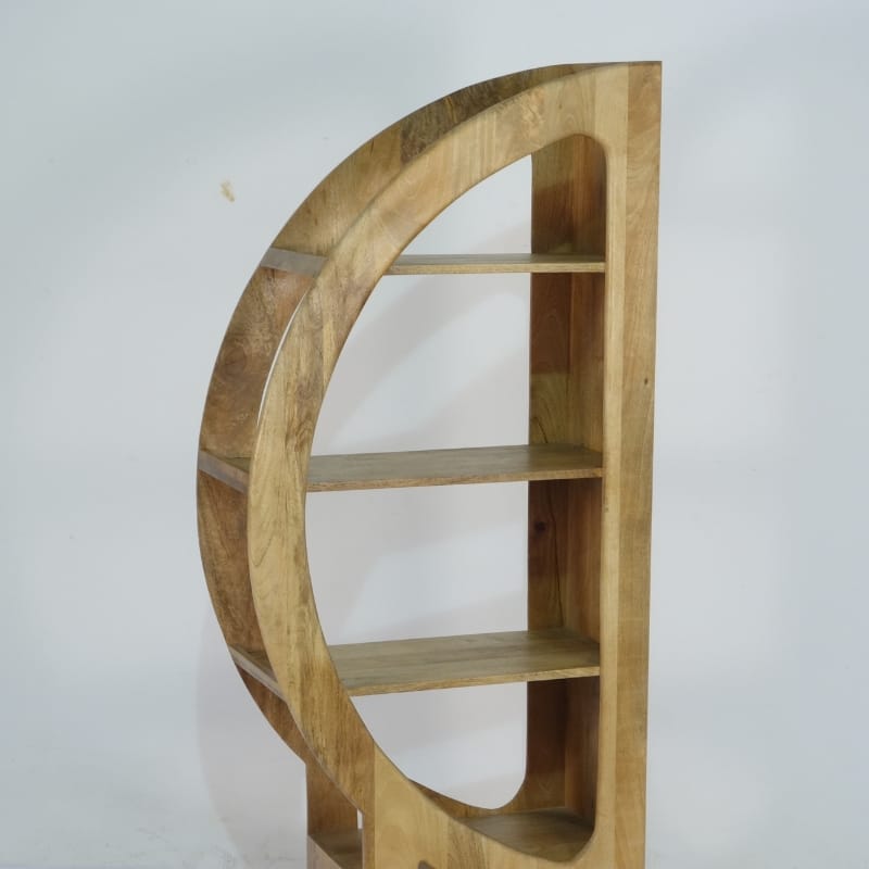 Bookcase Indali D-Shape Mango Wood Bookshelf