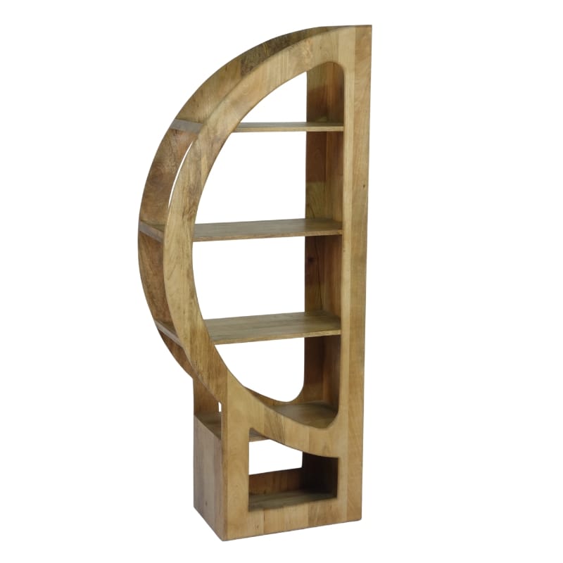 Bookcase Indali D-Shape Mango Wood Bookshelf