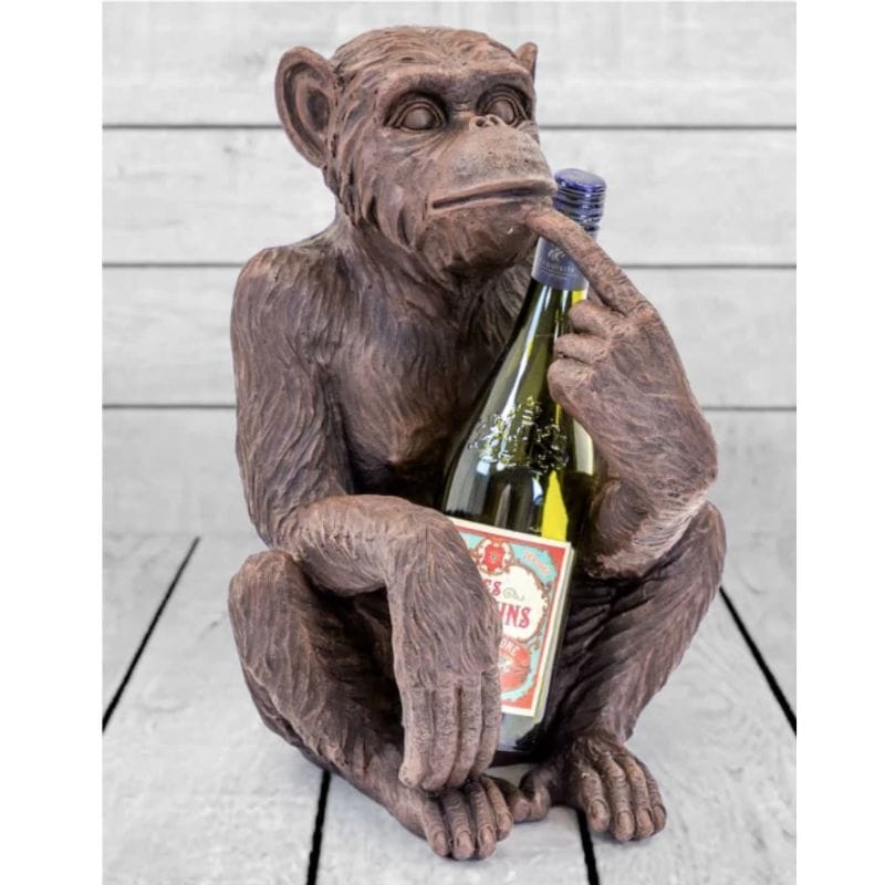 Bottle Holder Antiqued Bronze Sitting Monkey Figure/Bottle Holder