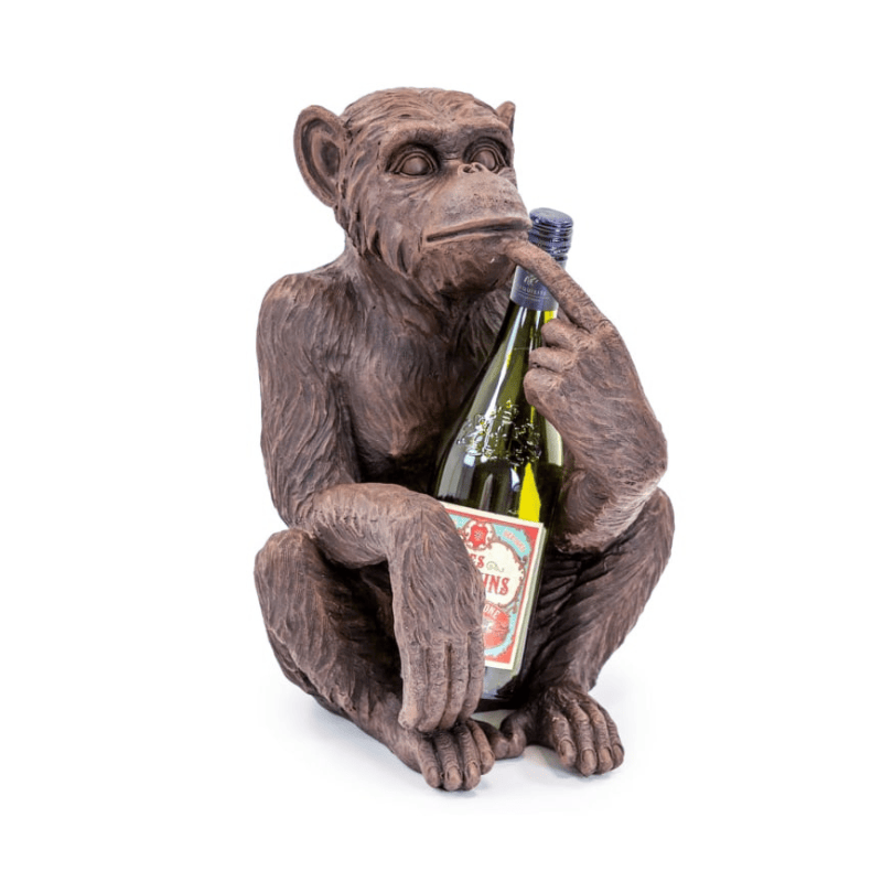 Bottle Holder Antiqued Bronze Sitting Monkey Figure/Bottle Holder