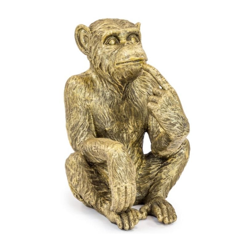 Bottle Holder Antiqued Gold Sitting Monkey Figure/Bottle Holder