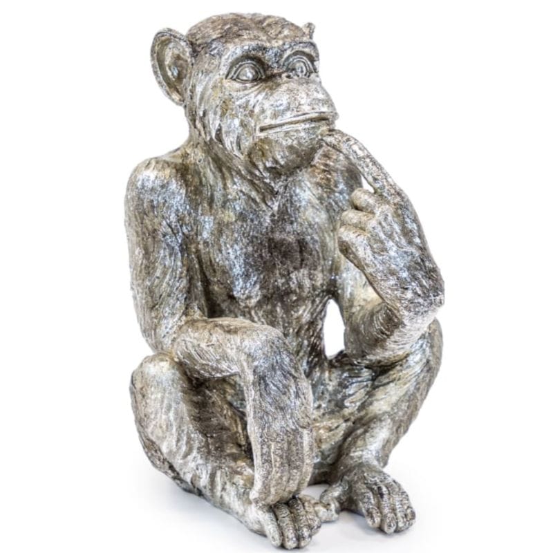 Bottle Holder Antiqued Silver Sitting Monkey Figure/Bottle Holder