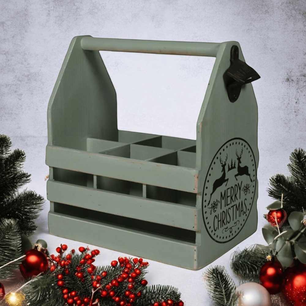 Bottle Holder Rustic Green  6 Bottle Holder With Opener