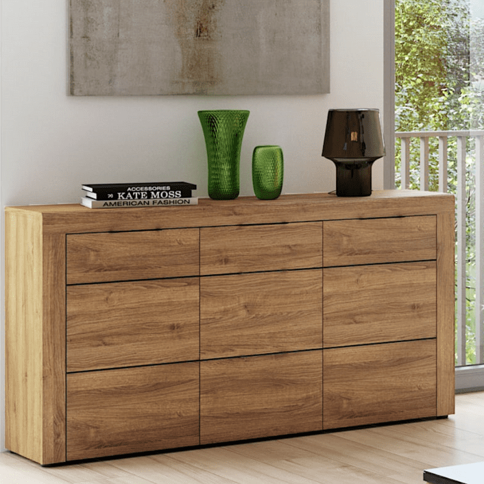 Sorelle Large Oak Effect 3 Drawer Sideboard K45