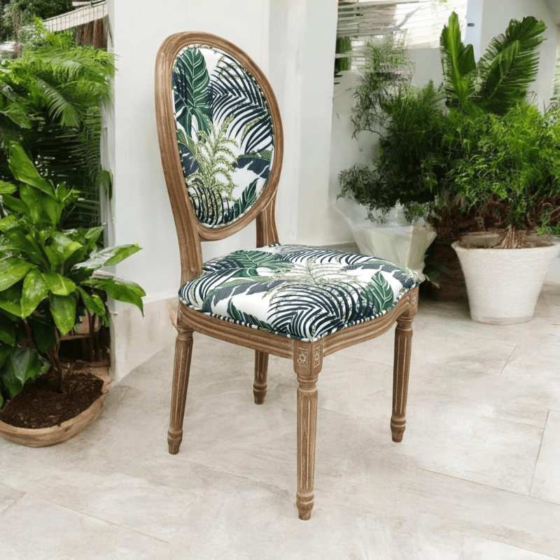 Chair 97Cm Palm Leaf Fabric Louis Chair