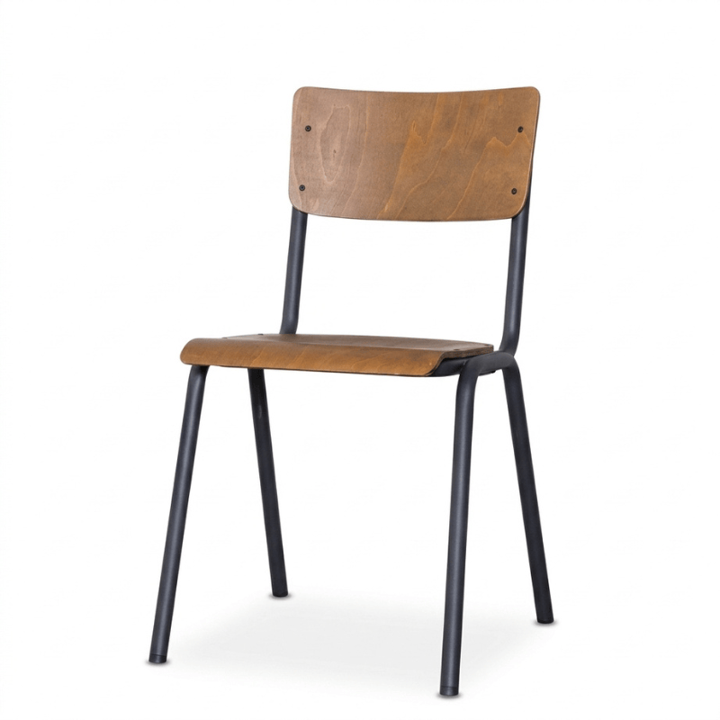 Chair Black Cairo Metal and Wood Stacking Chair