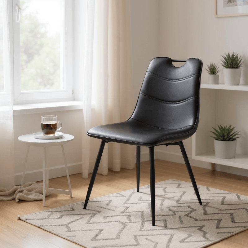 Chair Black Faux Leather Chair Black Metal Legs