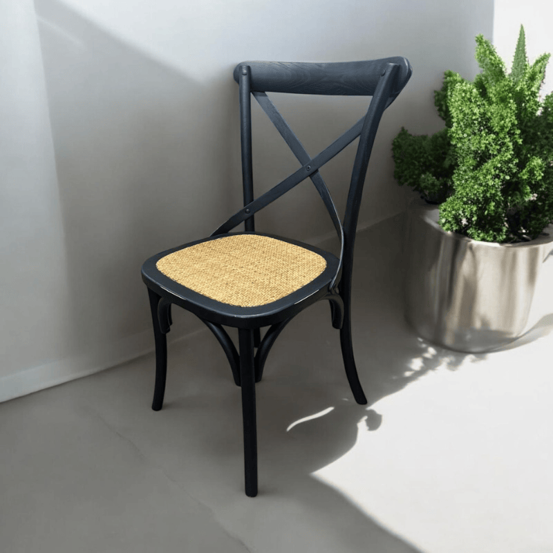 Chair Black French Cross Back Chair