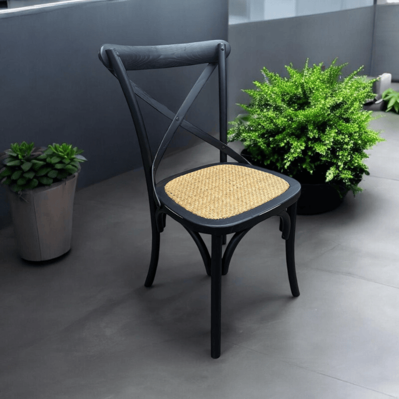 Chair Black French Cross Back Chair