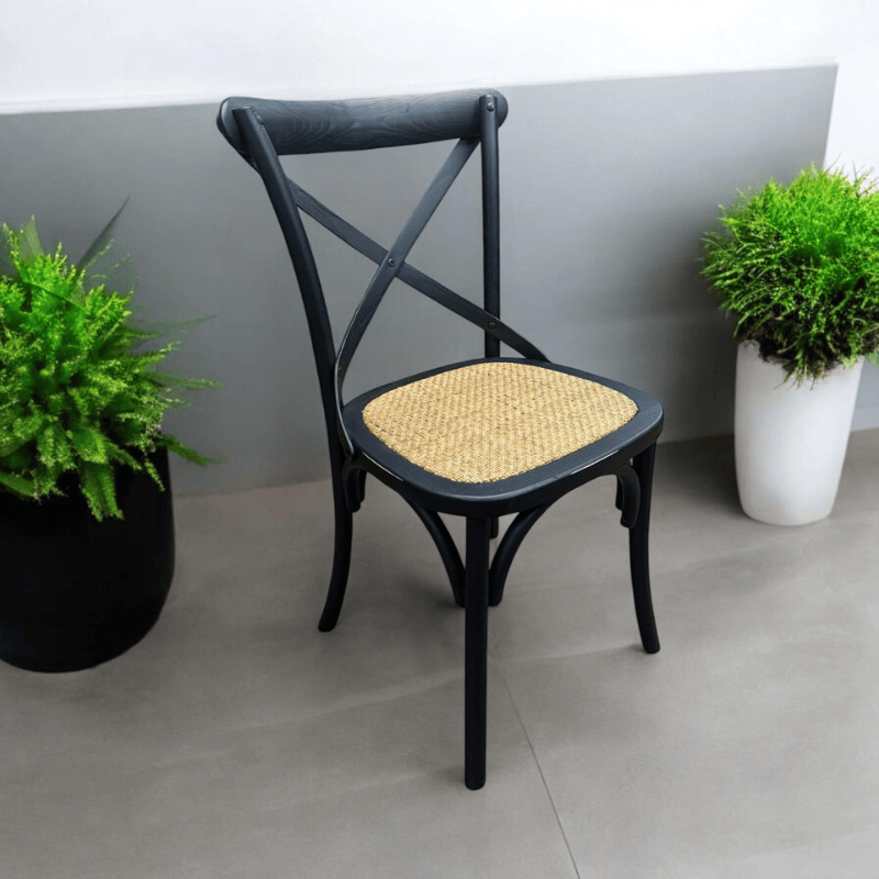 Chair Black French Cross Back Chair