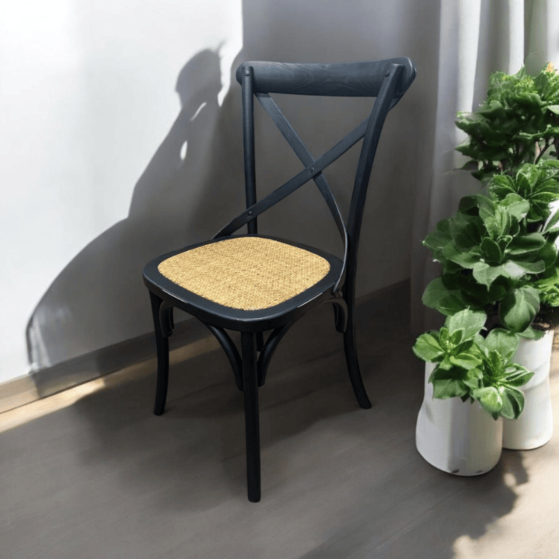 Chair Black French Cross Back Chair
