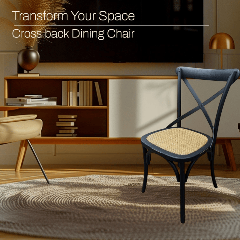 Chair Black French Cross Back Chair
