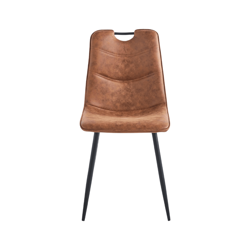 Chair Brown Faux Leather Chair Black Metal Legs