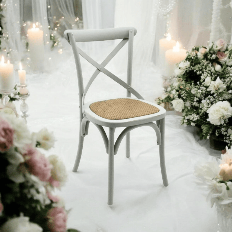Chair Grey French Cross Back Chair