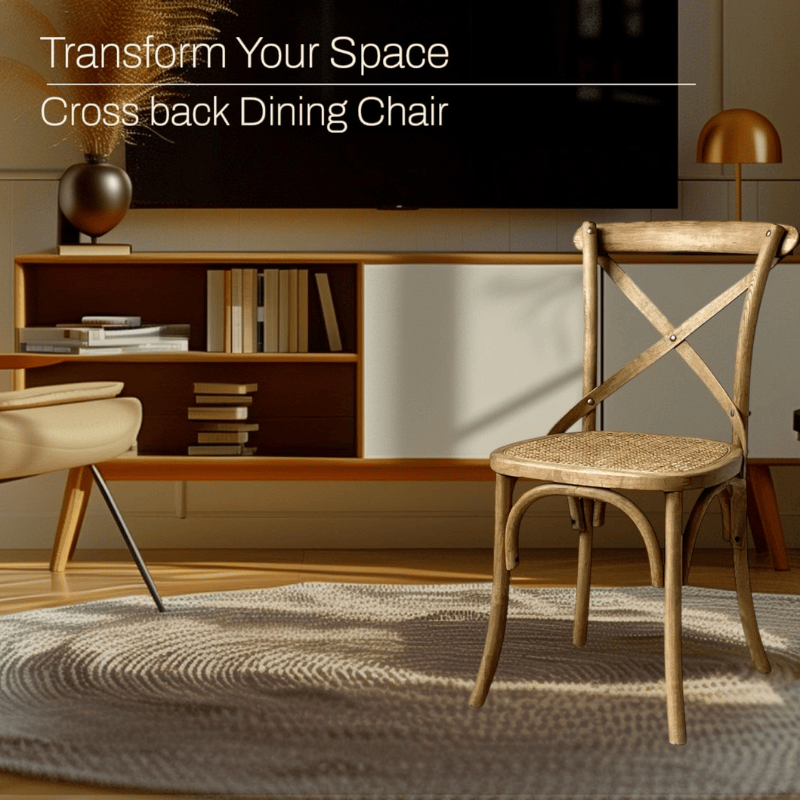 Chair Natural French Cross Back Chair