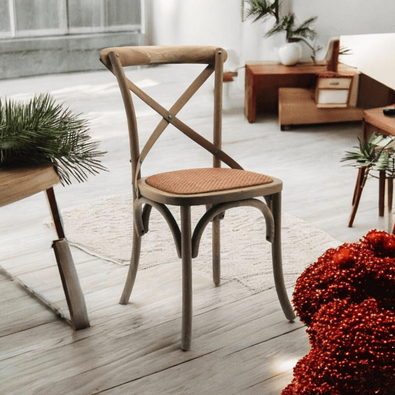 Chair Natural French Cross Back Chair