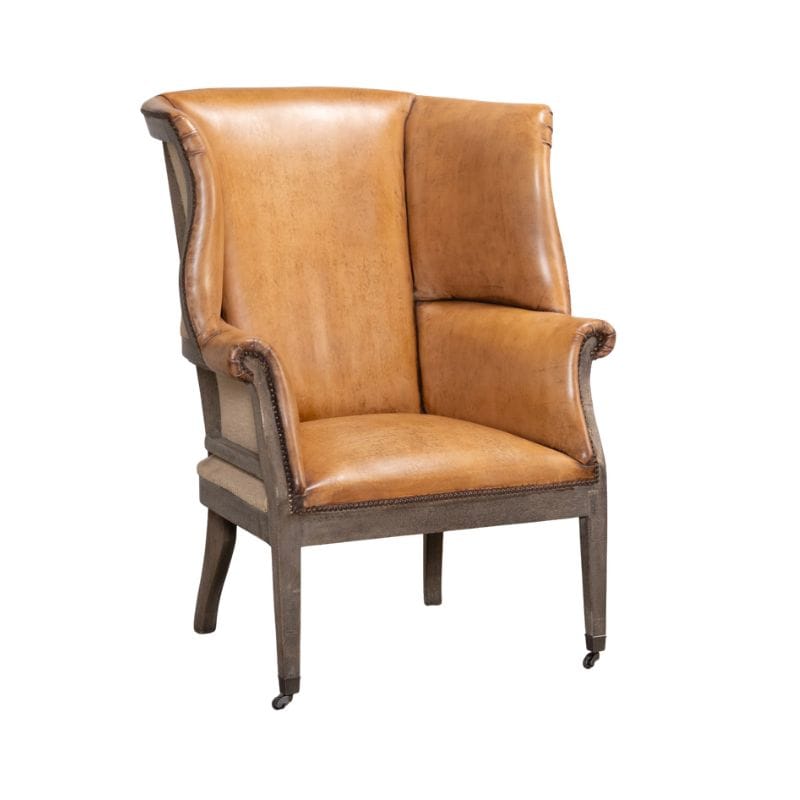 Chair Plaza Leather Wingback Chair - Tan
