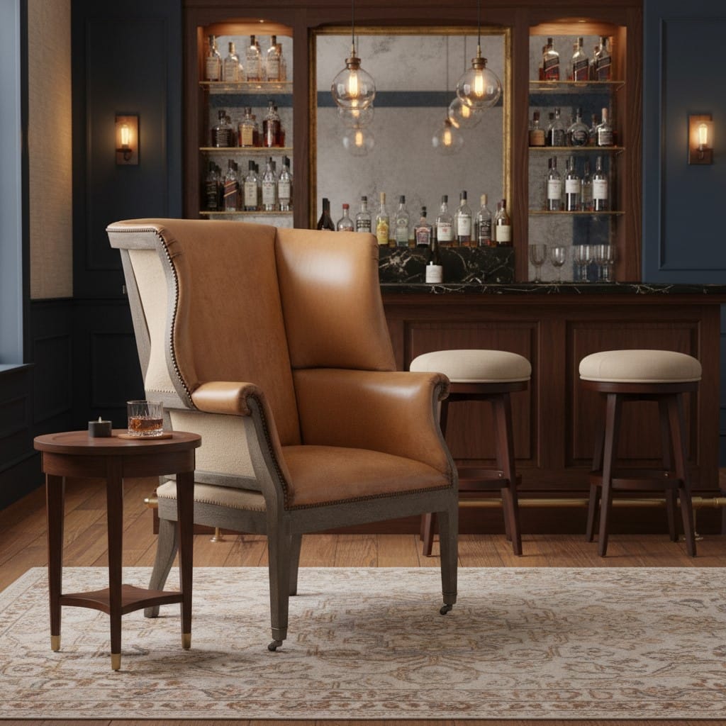 Chair Plaza Leather Wingback Chair - Tan