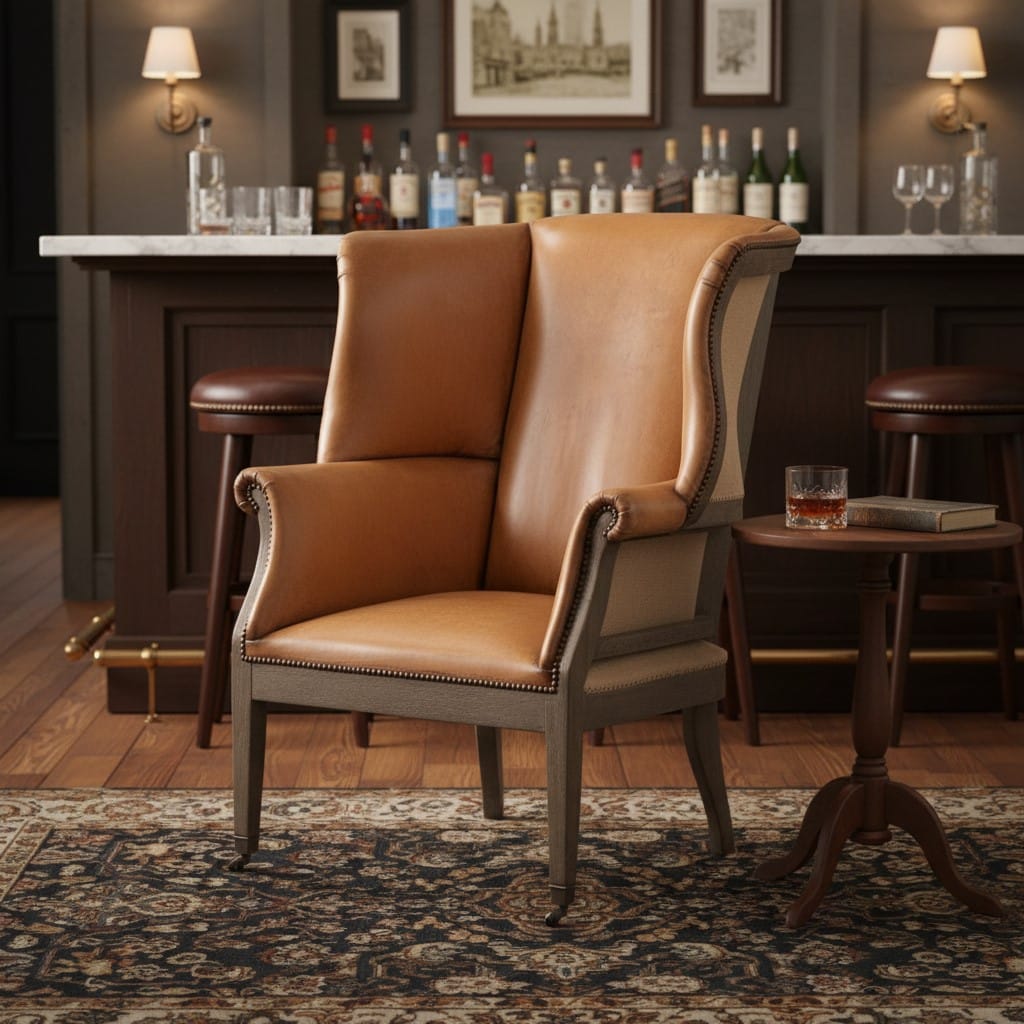Chair Plaza Leather Wingback Chair - Tan