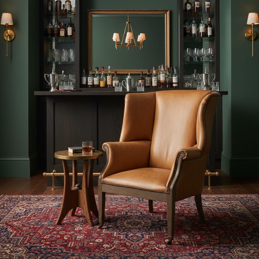 Chair Plaza Leather Wingback Chair - Tan