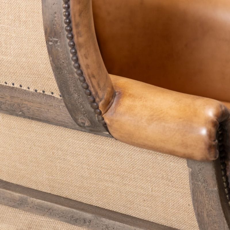 Chair Plaza Leather Wingback Chair - Tan