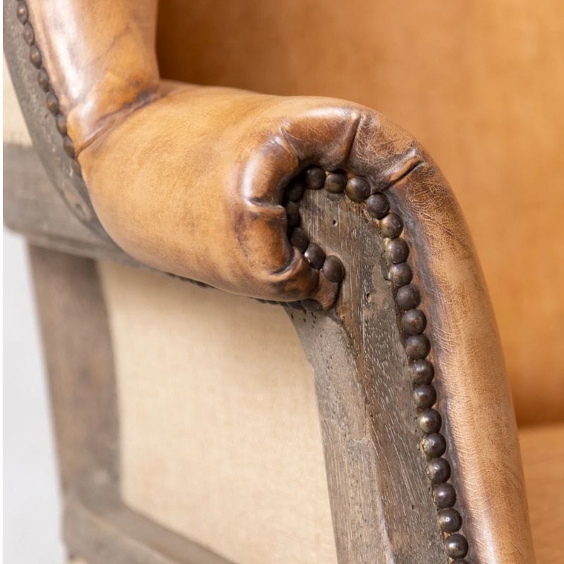 Chair Plaza Leather Wingback Chair - Tan