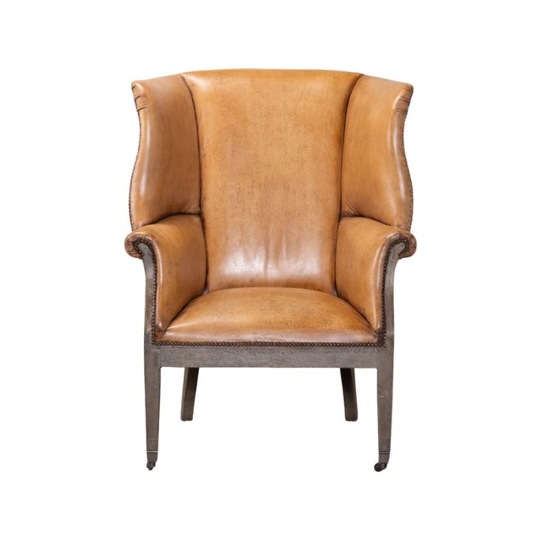 Chair Plaza Leather Wingback Chair - Tan