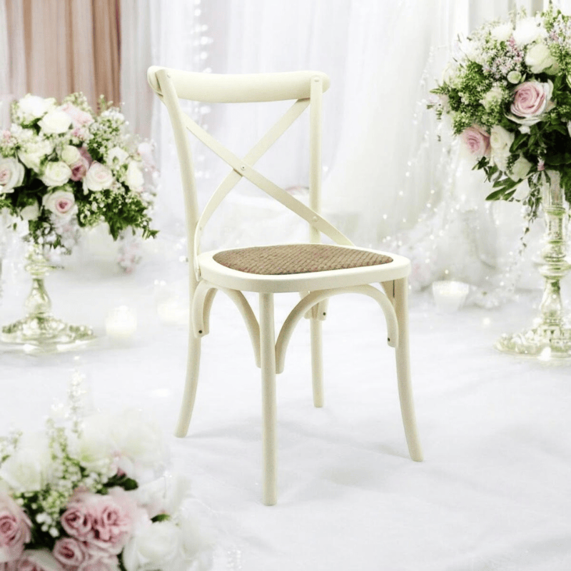 Chair White French Cross Back Chair